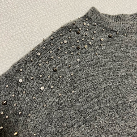 H&M Embellished Bead Knit Sweater in Gray Melange - Picture 8 of 8